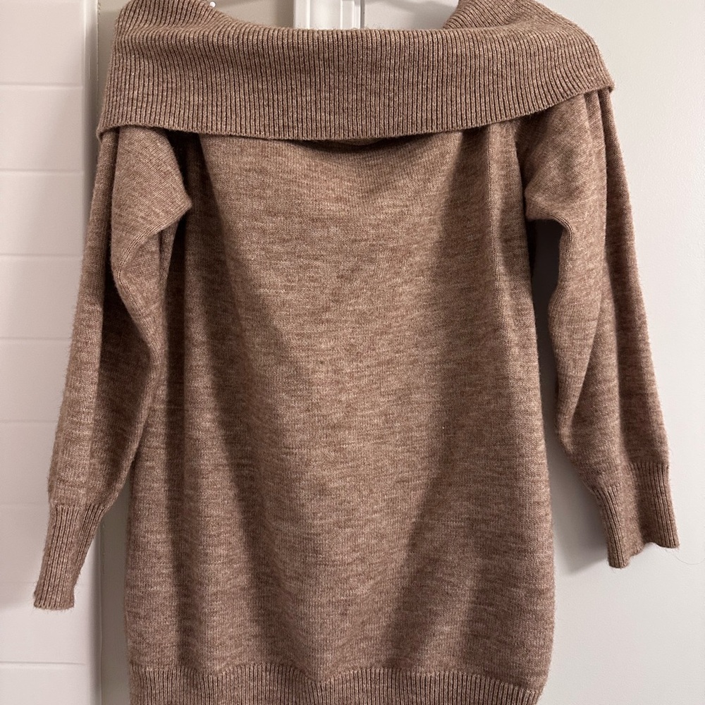 Cozy Brown Off-Shoulder Sweater